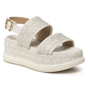 MICHAEL Michael Kors Cream Quilted Sandals, Leather Upper and lining.